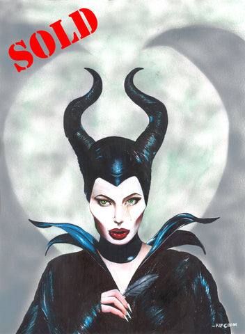 "Maleficent" Original 18x24 Mixed media Painting by Kipsworld Art