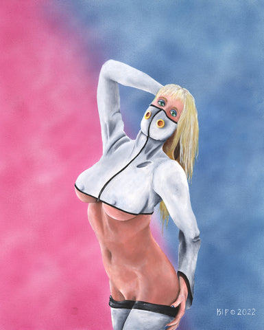 "Swimsuit Halibel" Original 16x20" Acrylic Painting by Kipsworld Art