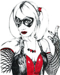 "Arkham Harley Quinn" red, black, and white 8.5x11 Print by Kipsworld Art