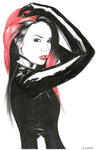 "Latex Goddess" Original 11x17 Ink sketch by Kipsworld Art
